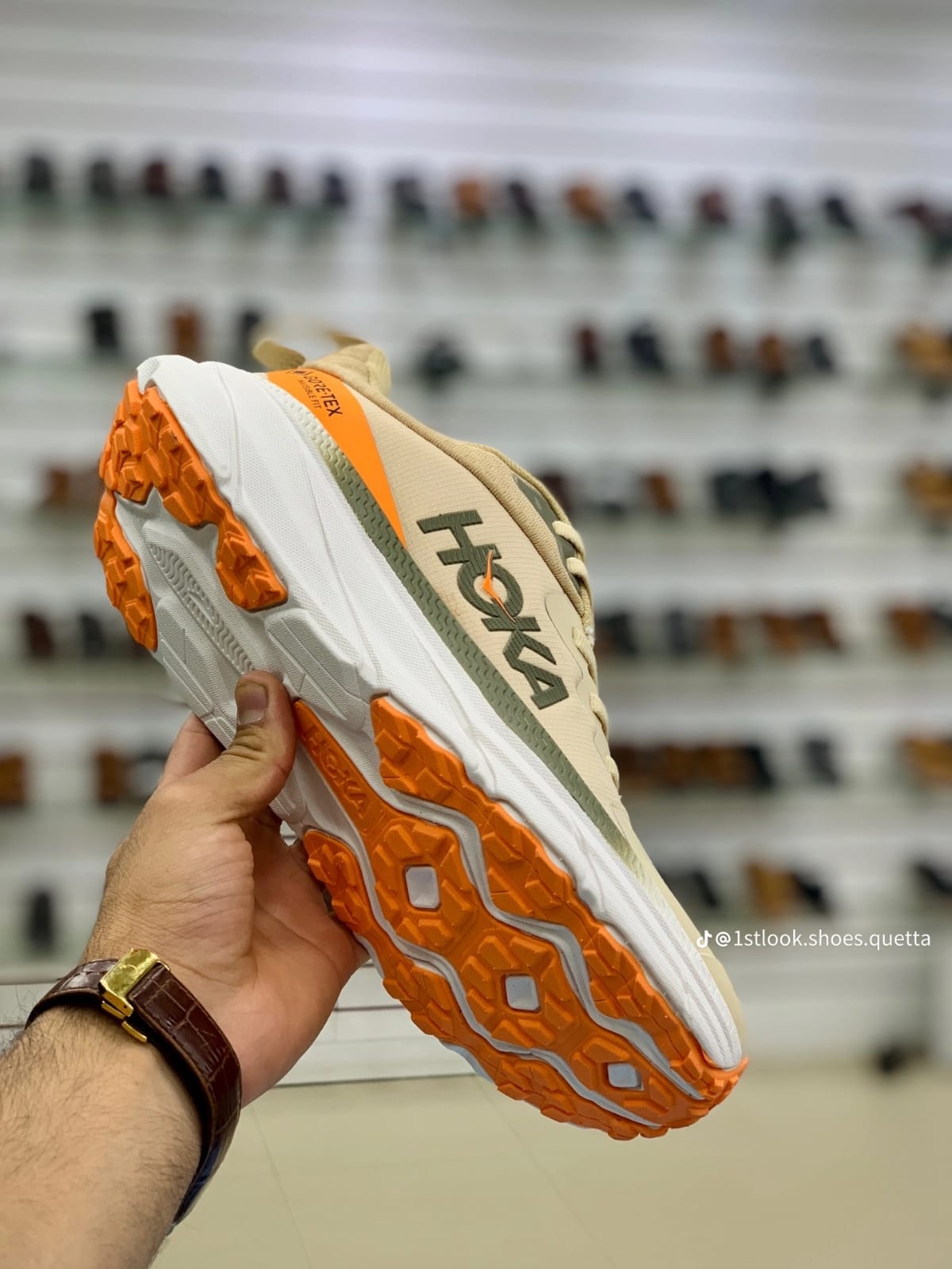 Hoka Challenger 7 GTX Brown Orange  Comfortable Ligh weight Shoes