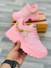 Stylish Chunky Fashion Sneakers (Pink & White)