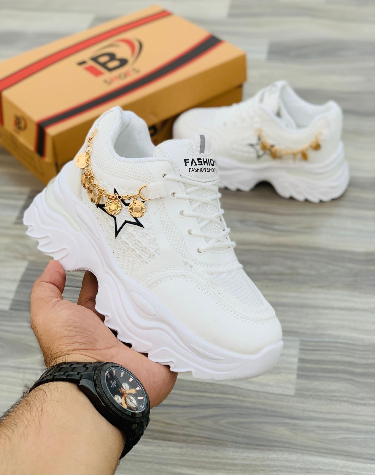 Stylish Chunky Fashion Sneakers (Pink & White)