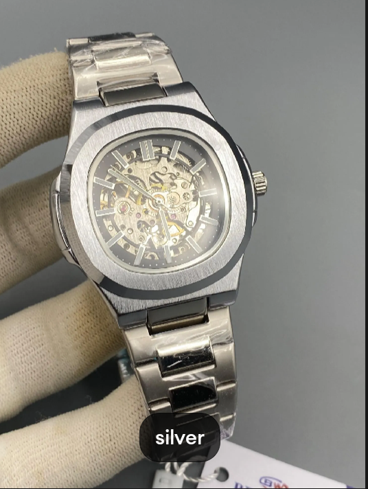 New Silver Luxury Automatic Butterfly Lock transmit Watch
