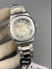 New Silver Luxury Automatic Butterfly Lock transmit Watch