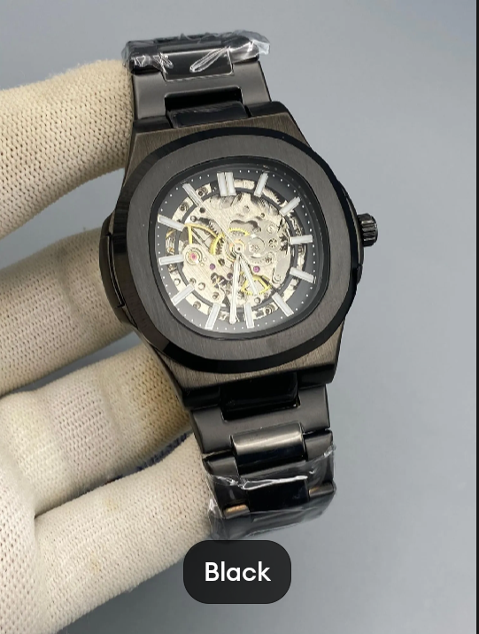 New Black Luxury Automatic Butterfly Lock transmit Watch Black