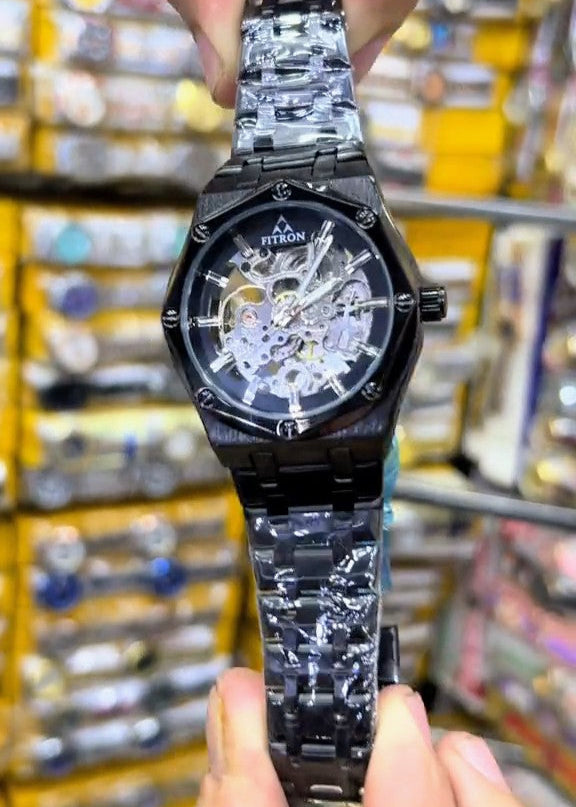 New Double Black Dail Luxury Fitron Automatic Double Lock Watch
