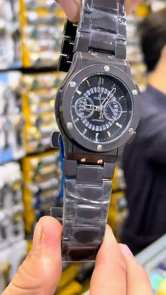 New Shapater Luxury Double Black Double Lock Men Watch