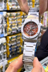 New Shapater Luxury Silver Red Double Lock Men Watch