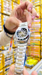 New Silver Luxury Automatic Butterfly Lock transmit Watch